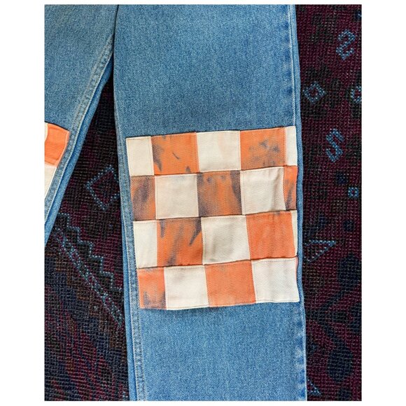 Levi's 550 MARCHÉ x HOUSE OF TAME Checker Patchwork Jeans | 29 W 29 L | Blue - Picture 6 of 7